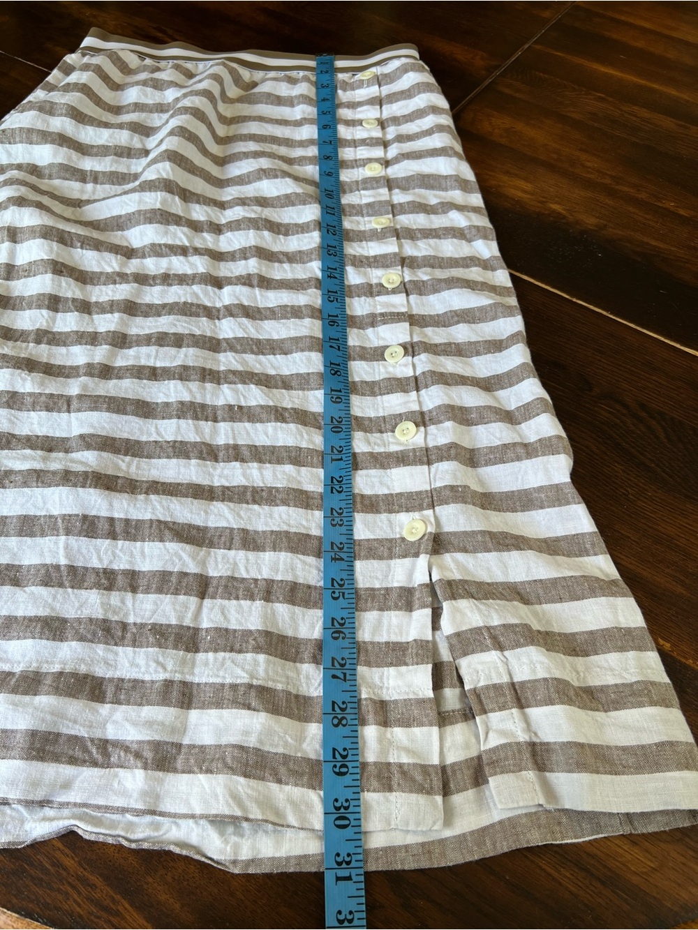 J Jill Love Linen Maxi Skirt Womens Petite S Elastic Waist Striped Button Pocket - Picture 11 of 12